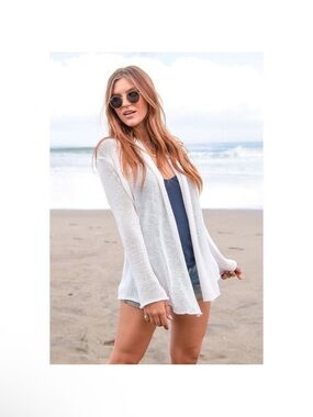 Helmut Lang White Open Weave Open Front Cardigan Size Medium